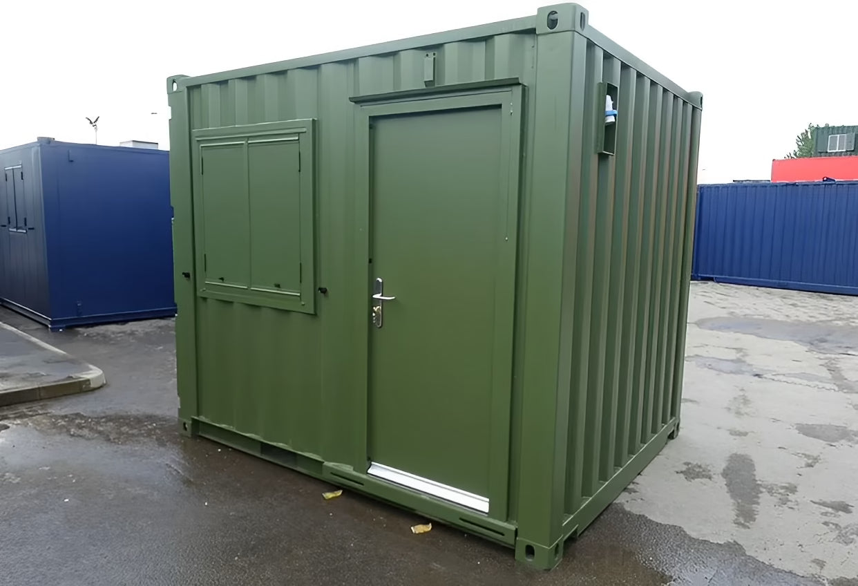 Green 10ft Modified Shipping Container Office