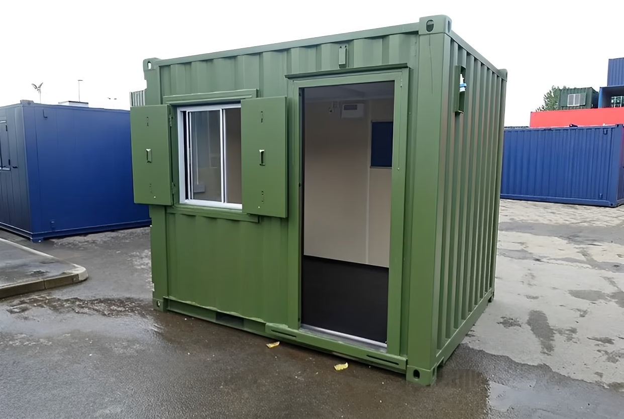 Green 10ft Modified Shipping Container Office