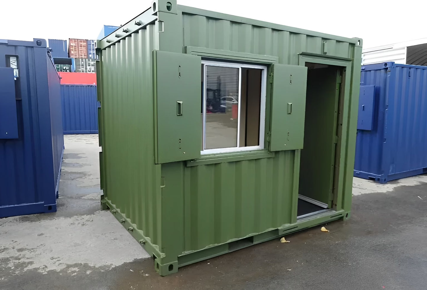 Green 10ft Modified Shipping Container Office