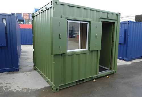 Green 10ft Modified Shipping Container Office